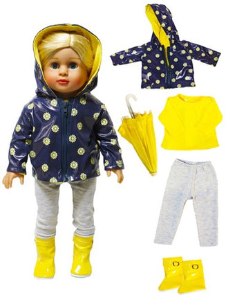 Yellow Daisy 5pc Raincoat Outfit Boots Fits 18" American Girl Doll Clothing0