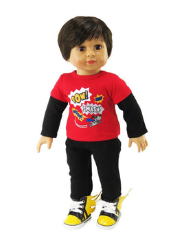 Super Hero 3pc Outfit Shoes Fits 18" American Boy Girl Doll Clothing0