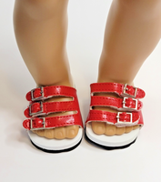 Red Buckle Sandals Fits 18" American Girl Doll Clothing Shoes1