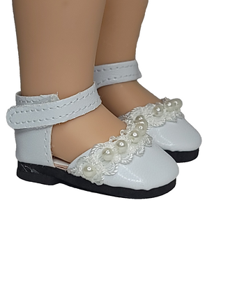 White Pearl Dress Shoes Fits 14.5" Wellie Wisher American Girl Doll Shoes2