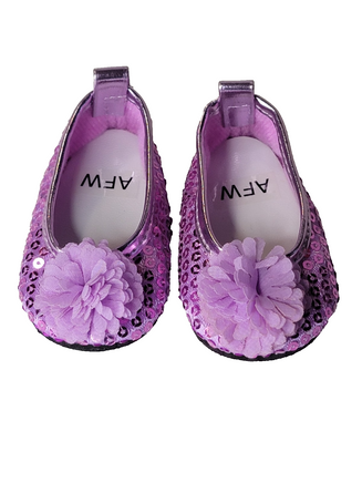 Lavender Flower Sequin Flats Fits 18" American Girl Doll Clothing Shoes1