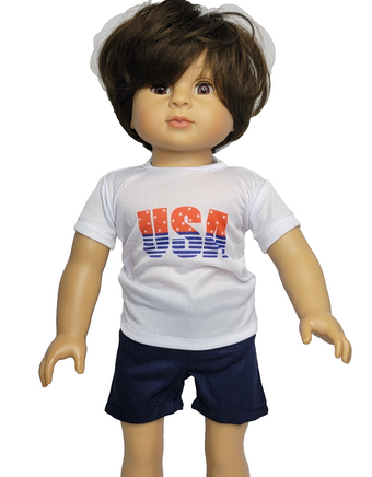 USA Shorts Set Fits 18" American Girl Doll Clothing0
