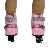 Pink Glitter Roller Blades Fits 18" American Girl Doll Clothing Shoes1