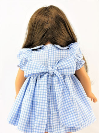 Blue And White Checkered Dress Fits 18" American Girl Doll Clothing1