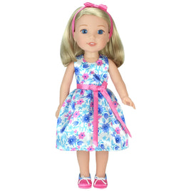 Floral Satin Dress & Shoes Fits 14.5" Wellie Wisher American Girl Doll Clothing0