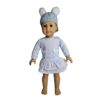 Blue Stripe Dress And Pom Hat Fits 18" American Girl Doll Clothes1