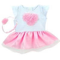 Ruffle Heart Tulle Dress Headband Fits 15" Bitty Baby American Girl Doll Clothes2