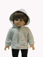 Grey Zip Up Sweatshirt Fits 18" American Girl Doll Clothing0