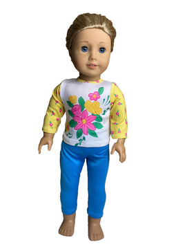 Floral Top And Leggings Fits 18" American Girl Doll Clothing0