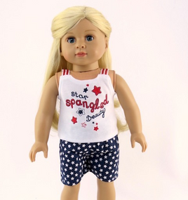 Star Spangled Beauty Shorts Set Fits 18" American Boy Girl Doll Clothing0