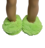 Green Fuzzy Slippers Fits 18" American Girl Doll Clothing Shoes1