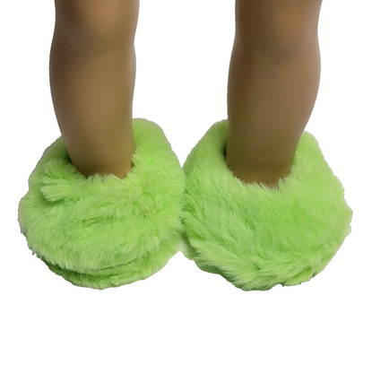 Green Fuzzy Slippers Fits 18" American Girl Doll Clothing Shoes1