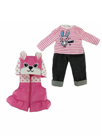 Pink Bunny Puffer Vest Outfit Jeans Fits 18" American Girl Doll Clothing1
