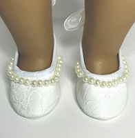 White Lace And Pearls Dress Shoes Fits 18" American Girl Doll Clothes0