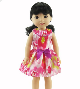Floral Sleeveless Dress Fits 14.5" Wellie Wisher American Girl Doll Clothing0