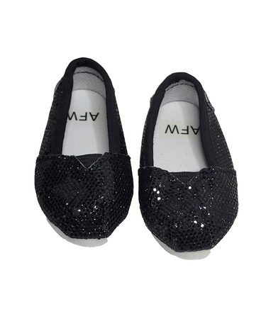Black Glitter Slip On Shoes Fits 18" American Girl Doll Clothing Shoes1