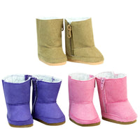 Pink Purple Tan Suede Winter Boots Fits 18" American Girl Doll Clothing Shoes0