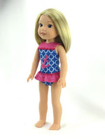 Pink and Blue Anchor Swimsuit Fits 14.5" Wellie Wisher American Girl Doll1