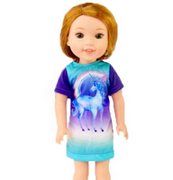Purple Unicorn Nightgown Fits 14.5 Wellie Wisher American Girl Doll Clothing0
