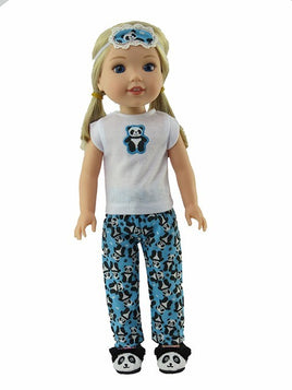 Panda Pajama Pant Set Fits 14.5" Wellie Wisher American Girl Doll Clothing0