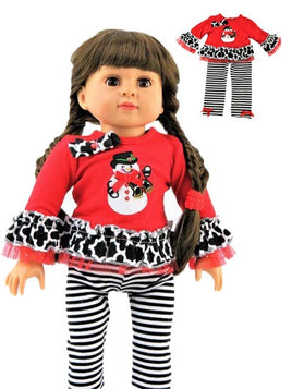 Red Black White Snowman Pant Set Fits 18" American Girl Doll Clothing0