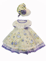 Purple Floral Colonial Dress And Bonnet Fits 18" American Girl Doll Clothing1