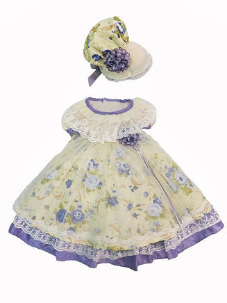 Purple Floral Colonial Dress And Bonnet Fits 18" American Girl Doll Clothing1