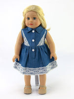 Denim Lace Dress Fits 18" American Girl Doll Clothing0