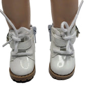White Buckle Boots Fits 14.5" Wellie Wisher American Girl Doll Shoes1