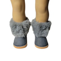 Grey Fur Boots Fits 18" American Girl Doll Clothes Shoes0