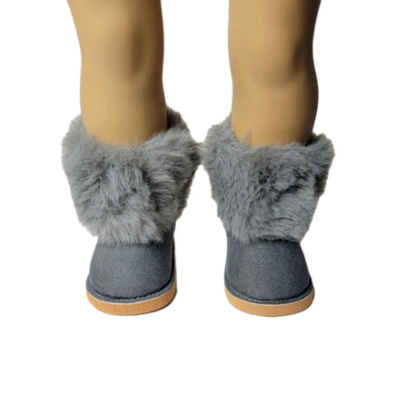 Grey Fur Boots Fits 18" American Girl Doll Clothes Shoes0