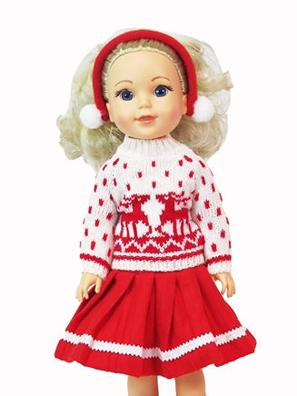 Red Reindeer Skirt Set Fits 14.5" Wellie Wisher American Girl Doll Clothing0