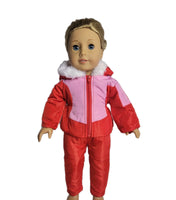 Red And Pink Snowsuit Coat & Snow Pants Fits 18" American Girl Doll Clothes0