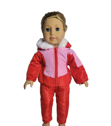 Red And Pink Snowsuit Coat & Snow Pants Fits 18" American Girl Doll Clothes0
