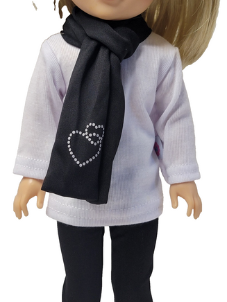 Black Heart Scarf Pant Set Fits 14.5" Wellie Wisher American Girl Doll Clothing1