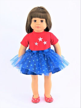 Red White Blue Star Tutu Dress Fits 18" American Girl Doll Clothing0