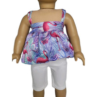 Colorful Pink Flamingo Capri Pant Set Fits 18" American Girl Doll Clothes2
