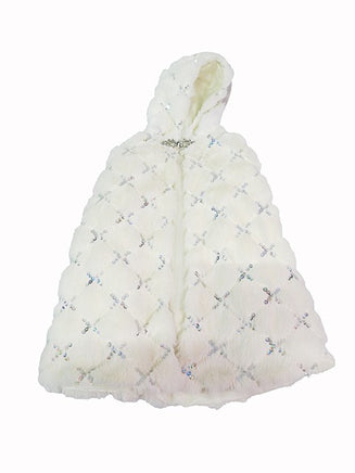 White Fur Cape With Silver Sequins Fits 18" American Girl Doll Clothing1