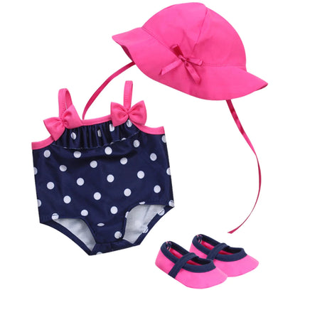 Polka Dot Bathing Suit 3pc Set Fits 15" Bitty Baby American Girl Doll Clothing3