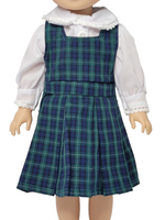 Navy Plaid Jumper Dress Fits 14.5" Wellie Wisher American Girl Doll Clothing1