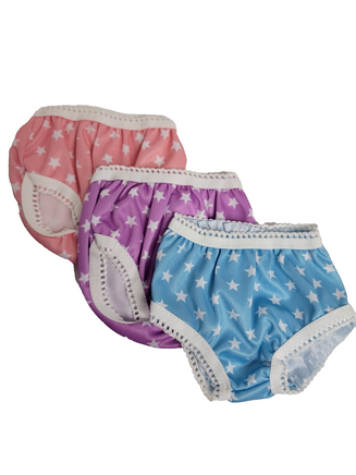 3 Pair Of Star Underwear Pink Blue Lavender Fits 18" American Girl Doll Clothing0