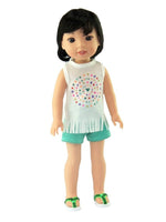 Pastel Fringe Short Set Fits 14.5" Wellie Wisher American Girl Doll Clothing1