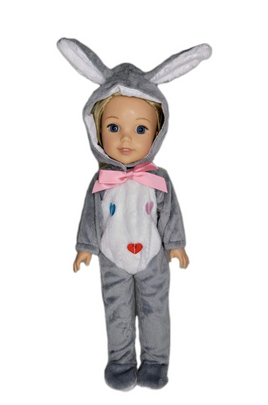 Grey Bunny Hearts Costume Fits 14.5" Wellie Wisher American Girl Doll Clothing0
