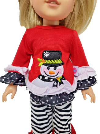 Snowman Ruffle Pant Set Fits 14.5" Wellie Wisher American Girl Doll Clothing1