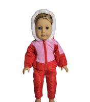 Red And Pink Snowsuit Coat & Snow Pants Fits 18" American Girl Doll Clothes1