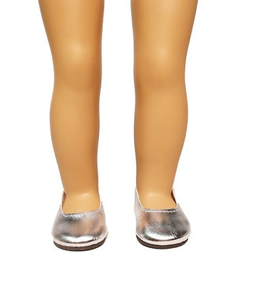 Silver Flat Dress Shoes Fits 18" American Girl Doll Clothing Shoes1