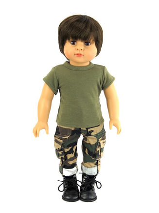 Green Camouflage Pant Set Fits 18" American Boy Girl Doll Clothing1