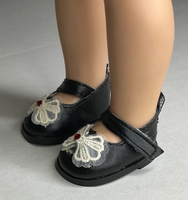Black Bow Dress Shoes Fits 14.5" Wellie Wisher American Girl Doll Shoes1