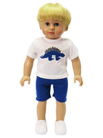 Blue Dinosaur Short Set Fits 18" American Girl Boy Doll Clothing1
