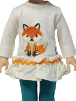 Embroidered Fox Pant Set Fits 14.5" Wellie Wisher American Girl Doll Clothing1